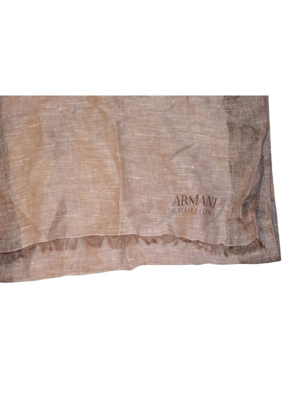Armani Collezioni Brown Linen & Cotton Blend Scarf NWT - Picture 2 of 3